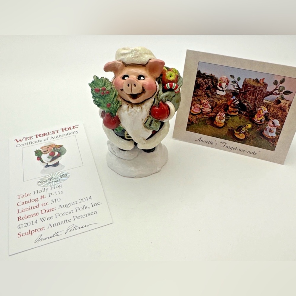 Wee Forest Folk "Holly Hog" P-11s 8/310 WFF 2014 Santa Pig Christmas